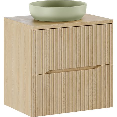 Waschtisch 60.2cm Isaline mit 2 Schubladen, Helle Eiche