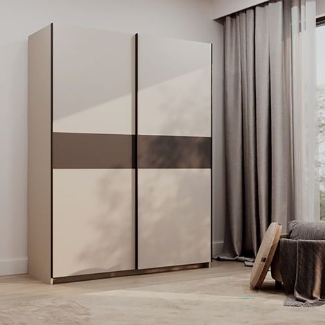 Guardaroba 2 Ante Manita, Armadio Camera da Letto 2 Ripiani, Appendiabiti, 2 Ante, 150x204h cm Beige Cashmere (1/5)