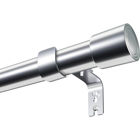 1 Pièce - Tringle à Rideaux - Barre de Rideau - Télescopique Réglable 84-220 cm - Montage par Perçage avec Couvercles - Salon - Argenté - 25 mm (1/5)