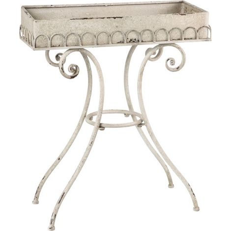 65cm Decorative Metal Table - L56 x W25 x H65 cm - Cream