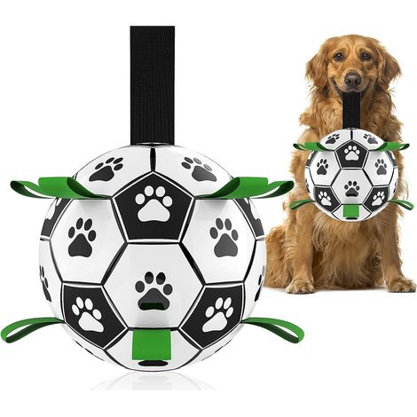 Ballon de football pour chien avec boucle de préhension, jouet interactif pour chien, jouet à tirer à la corde pour chien, jouet d'eau pour chien (1/4)
