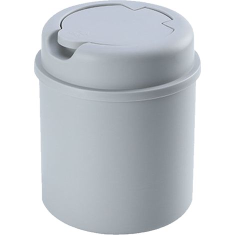 Mini poubelle de bureau avec couvercle pour comptoir, grise (1/5)