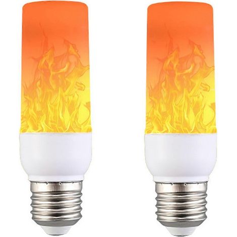 Set van 2 LED-lampen met vlameffect, 2W E27, 3 standen, voor binnen/buiten, 113,63,6 cm, wit, kunststof. (1/5)
