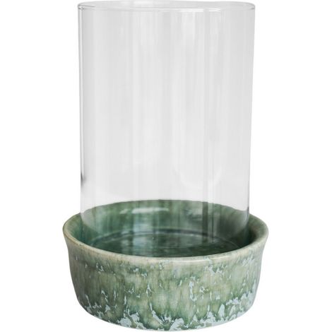 Maya Ceramic Reactive Glaze Lantern - L19 x W19 x H31 cm - Sage
