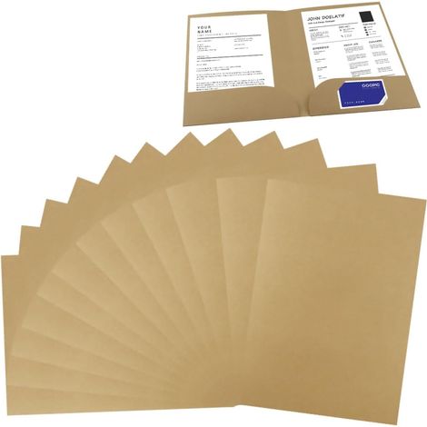 12 Pièces Papier Kraft Chemise Cartonnée avec Rabat Présentation A4 Dossier de Rangement Dossier de Candidature Porte Document Organisateur Dossier Papier Set pour Société Bureau Maison Scolaire (1/5)