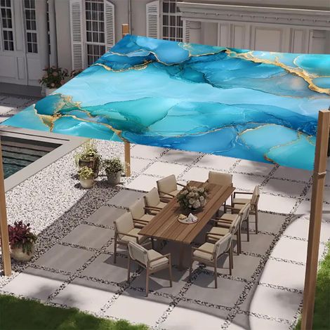 Voile d'ombrage imperméable style Mandala – Toile solaire rectangulaire/carrée avec 4 cordes, protection UV 95%, auvent décoratif pour jardin terrasse Voile d'Ombrage(Style4-150cmx150cm)