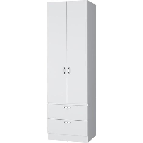 TUHOME Armadio Alto Mayer in Melaminico con Due Ante e Due Cassetti (1/5)