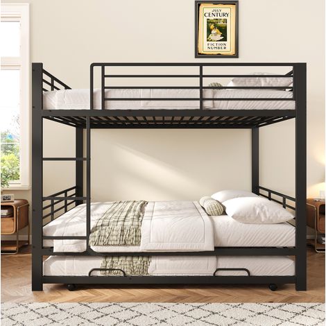 Letto a castello 140 x 200 cm con letto estraibile, metallo nero DESVIAE (1/5)