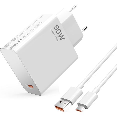 90W Chargeur Secteur USB C pour Xiaomi 17 17T Pro, 15TPro, 14 Ultra 14T 13T 14TPro, 13T Lite, Redmi Note 15 Pro, 14Pro 14Pro+, 13 13Pro+, Poco F7, X7, M8, C75, Adaptateur Chargeur Rapide Câble 2M (1/5)