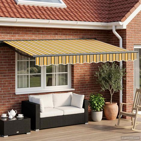 Toldo Retráctil Eléctrico Amarillo, Gris y 2,5 x 2 m