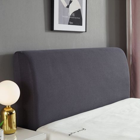CCYKXA 150 cm Kopfteilbezug, elastisches Doppelkopfteil, staubdichter Schutzbezug, weicher Stretchstoff, waschbar, All-in-One-Design (Grau)