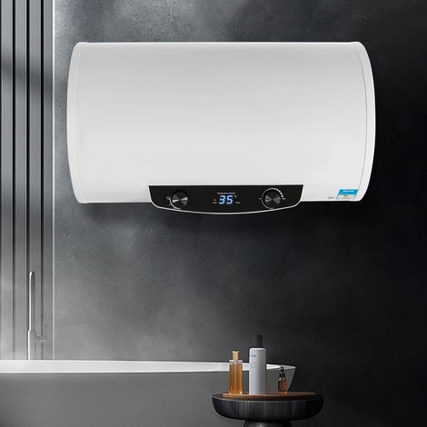 Depósito de agua caliente eléctrico, 70 l, calentador de agua caliente, 2 kw, caldera horizontal, colgado horizontal, con ducha de mano, 30-75 ℃, color blanco (1/5)