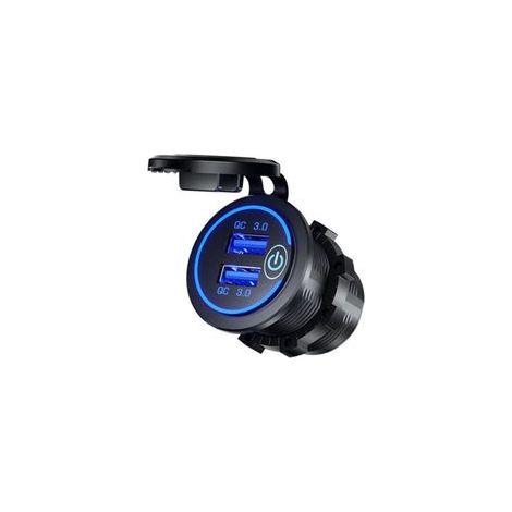 Chargeur USB étanche 36W Double port QC 3.0 12V 24V Interrupteur tactile LED e Compatible voiture, bateau, ATV, camion (1/5)