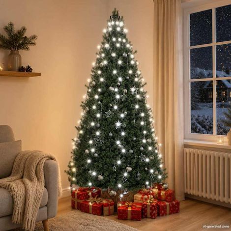 vidaXL Red de luces de árbol de Navidad 210 LEDs blanco frío 210 cm (1/5)