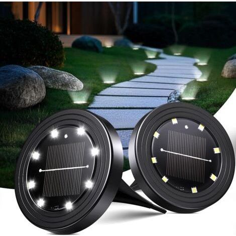 Lot de 2 lampes solaires de sol d'extérieur 8 LEDs lampes de jardin solaires étanches IP68 Lampes solaires (1/5)