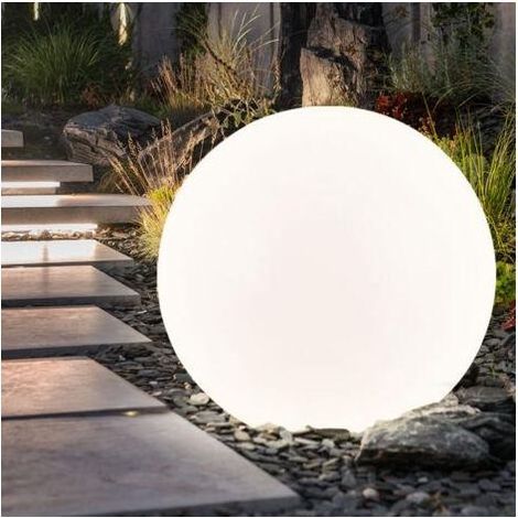 Etc-Shop – Lampe solaire LED boule lumineuse 30 cm – Piquet de sol IP44 – 4x LED blanc chaud – Autonomie 6h – Pour tous types de sols (1/4)