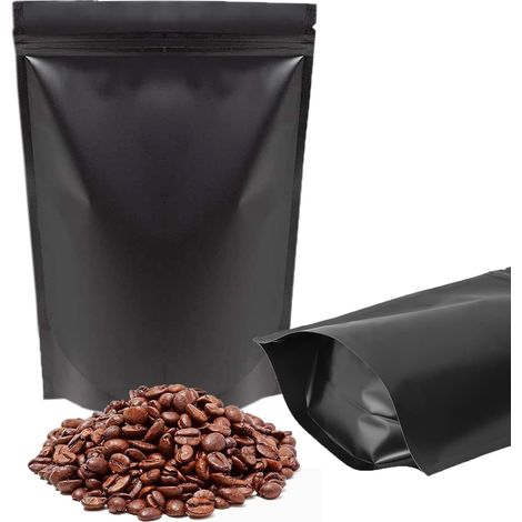 Lot de 100 sachets refermables en Mylar noir, sachets en aluminium à fond plat.