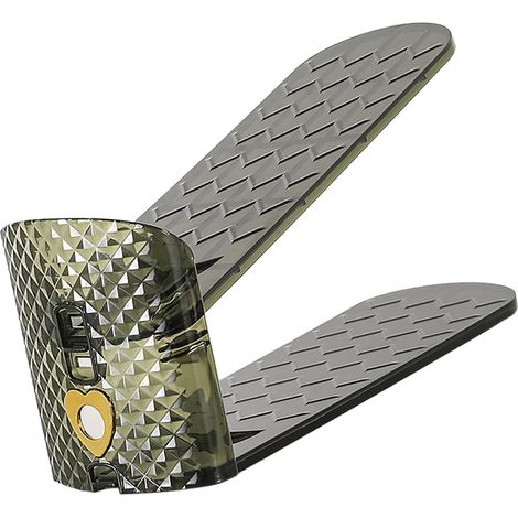 Organisateur de chaussures en plastique, empilable et réglable, gain de place, double couche, pour placard et maison (vert). (1/5)