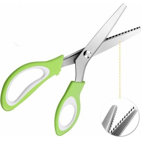 Tijeras de zigzag, tijeras de costura para tela, calidad profesional, 24 cm - Verde (1/5)