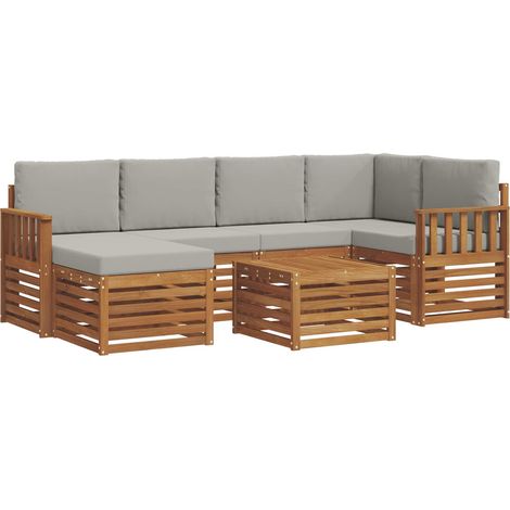 vidaXL Ensemble de canapés d'extérieur 7 pc Gris Naturel et Clair