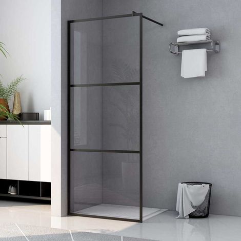 vidaXL Écrans de douche Noir 100 x 195 cm Verre et aluminium (1/5)