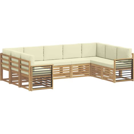 Outdoor-Sofagarnitur 9 stk. 9-Sitzer Weiß und Creme Polyester vidaXL (1/5)