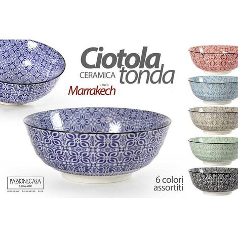 Kaela - Ciotola Tonda Marrakech Multiuso 23x23x8,5 Cm Ceramica Decorata 6 Colori 771583 - (1/3)