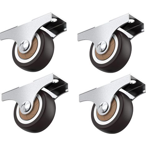 Lot de 4 petites roulettes pour meubles 32mm, en caoutchouc souple, Mini roulettes non pivotantes fixe pour meubles, capacité totale 45 kg (1/5)