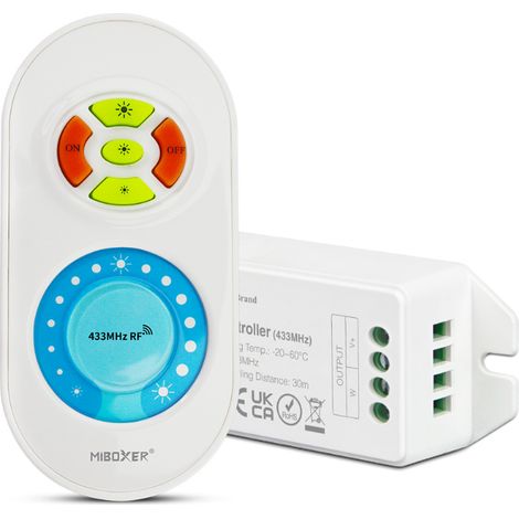 Jandei - Kit controlador de tiras led monocolor. Brillo ajustable. Controlador y control remoto 12V/24V. MiBoxer FUT041
