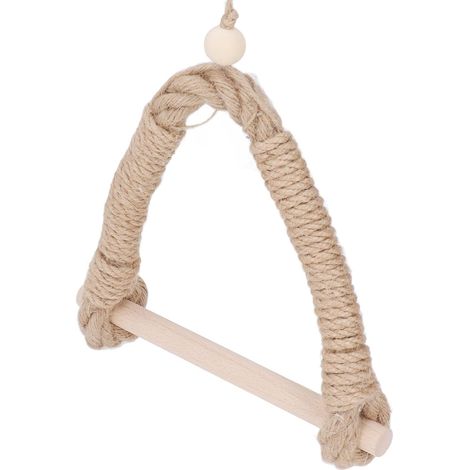 Porte-papier toilette en corde de chanvre tissé à la main avec base en bois pour salle de bain, cuisine, buanderie, support de papier toilette autonome multifonction