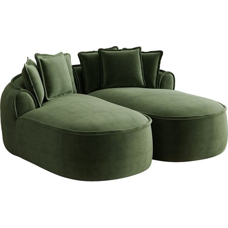 ELVMI Sofá Convertible Modular 2 Plazas en Chenilla con Cojín, Sin Estructura, Verde (1/5)