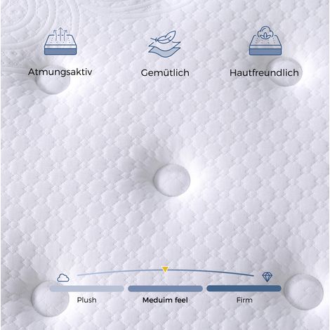 Matelas 120x200 cm H3 25 cm mousse confort avec ressorts ensachés 7 zones ergonomique certifié OEKO-TEX sans matelas (1/5)
