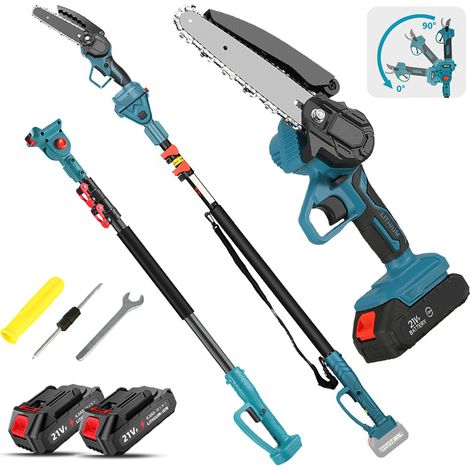 Mini tronçonneuse portable 6 pouces 600 W – Scie électrique télescopique à 3 vitesses pour élagage des branches