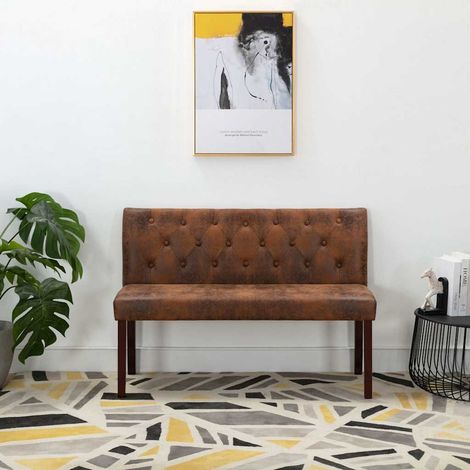 vidaXL Banc 120 cm Marron Similicuir daim (1/5)