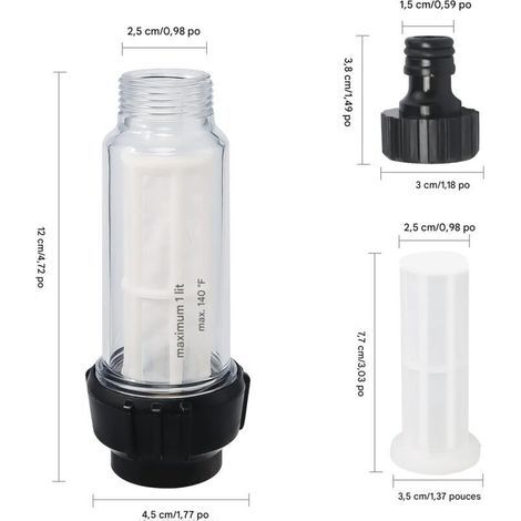 Filtre à Eau Avec Insert, 8 Pcs pour Nettoyeur Tuyau Arrosage Avec Raccord 3/4\ (1/3)