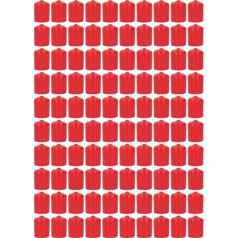 100 embouts de vis ronds et flexibles en PVC ignifugé, rouges, de 18 mm (1/5)
