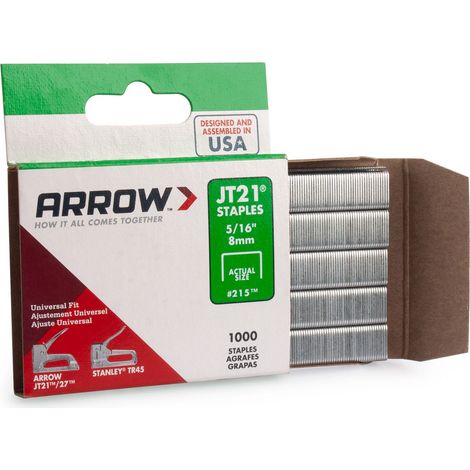 Arrow A214 JT21 T27 Staples 6mm (1/4in) (Box 1000) ARRJT2114S (1/3)