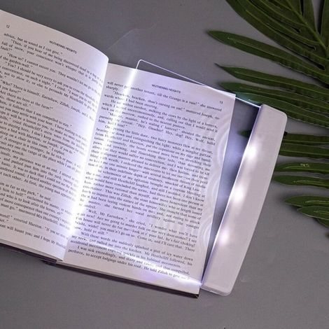 Lampe de lecture plate à LED transparente pour lire au lit la nuit. panneau lumineux pleine page. lampe sans fil (blanc) (1/4)