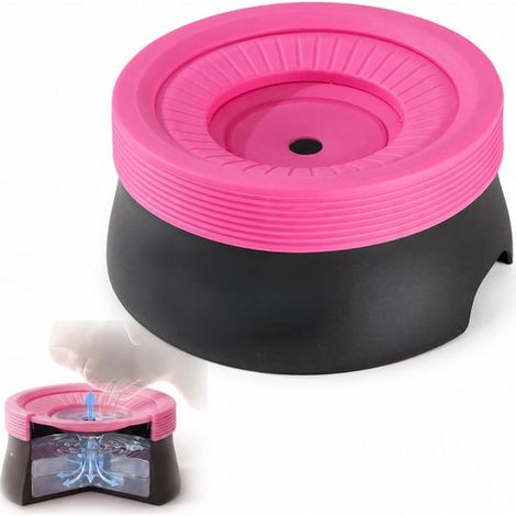 Gamelle pour chien et chat - 600 ml - 17 x 9 cm - Noir/Rose - Anti-éclaboussures - Gamelle de luxe avec plateau souple en TPR (1/5)