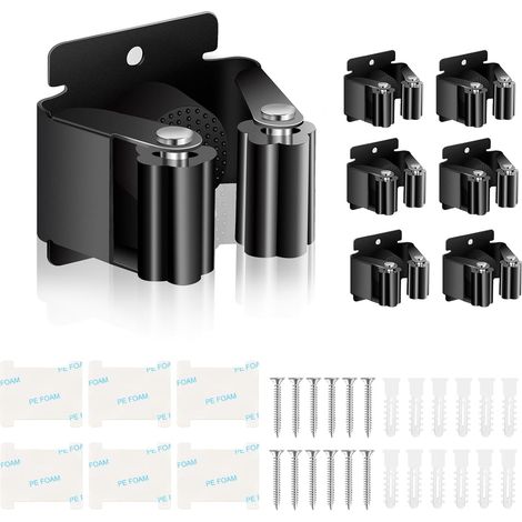 Set di 6 porta scope, ganci per scope da parete, porta mocio per bagno, cucina, giardino, garage, ufficio