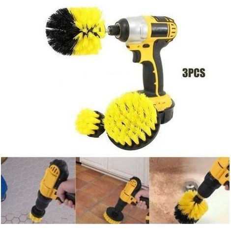 pair Kit 3pcs Brosses Nettoyage Pour Perceuse Electrique Salle De Bains Cuisine - Jaune - XICHAO (1/4)