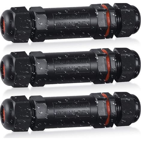Boîte de Jonction, 3PCS Boite de Derivation Connecteur Électrique Éxterieur Étanche IP68 Câble à 2 Voies, Câblage Extérieur et Réparation ou Extension de Câble pour Câble de Ø 1-3 mm (1/5)