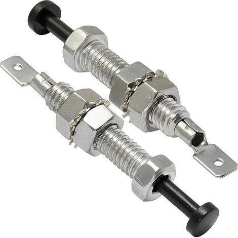 C69368 - Lot de 2 Contacteurs interrupteurs capteurs de capot porte coffre pour système d'alarme auto voiture - filetage M8 - en métal et plastique - sécutité bouton (1/5)