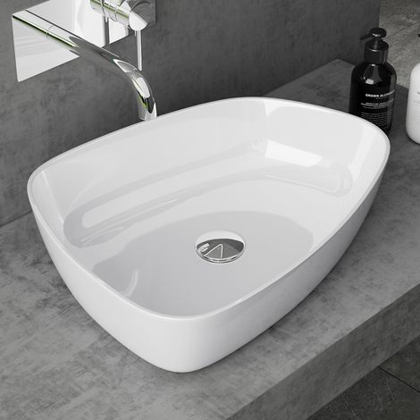 doporro Lavabo Vasque à Poser Blanc 50cm Lave Main Colossum806 51x39x12cm (1/5)