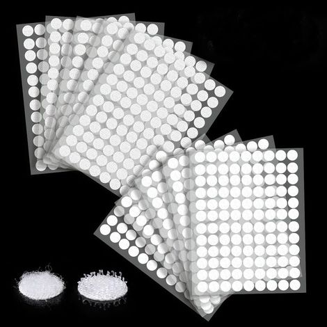 1080 Pcs Scratch Autocollant Double Face, Scratch Autocollant Rond, Adhésif Rond,540 Paires de Points Auto adhésifs Ronds de 10 mm, pour DIY, Photos (1/5)