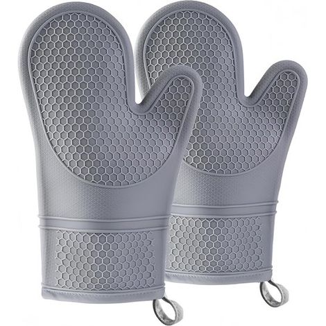 Lot de 2 gants de four – Silicone – Résistants à la chaleur – BBQ et cuisine – Antidérapants (1/5)