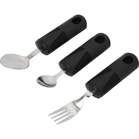 Ensemble de 3 ustensiles de cuisine en acier inoxydable avec large manche en caoutchouc antidérapant pour la maison (1/5)