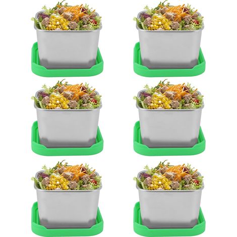 Quadratischer Saucentopf aus Edelstahl 304 mit Silikondeckel, ideal für Salatdressings, Tomatensoßen und Dips. Auslaufsicher und luftdicht. Farbe: Grün. (1/5)
