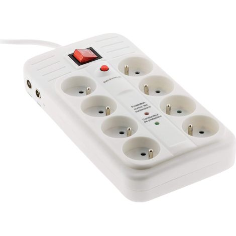 Zenitech - Protezione da sovratensioni con 8 prese e interruttore - Security Pro TV F/F Ø9,52mm + telefono RJ11 (1/3)
