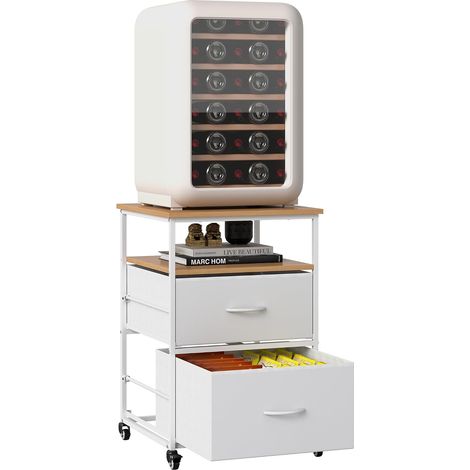 Mini étagère de réfrigérateur portable avec roulettes, armoire avec tiroirs, chariot de cuisine, table d'appoint, hauteur cm, mini support de réfrigérateur pour mini réfrigérateur, cuisine (1/5)